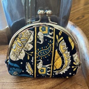 Vera Bradley Ellie Blue Double Kiss Kisslock Coin & Card Purse   Wallet